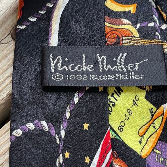 Nicole Miller Vintage Texas Theme Necktie Hand Sewn 100% Silk - Picture 9 of 10